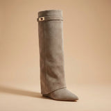 Pointed Toe Low Heel Knee High Boots