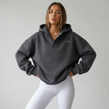 Relaxed V-Neck Hoodie with Modern Oversized Fit