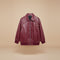 Yemelia burgundy faux leather bomber jacket with zip front, ribbed trim, and collared neckline.