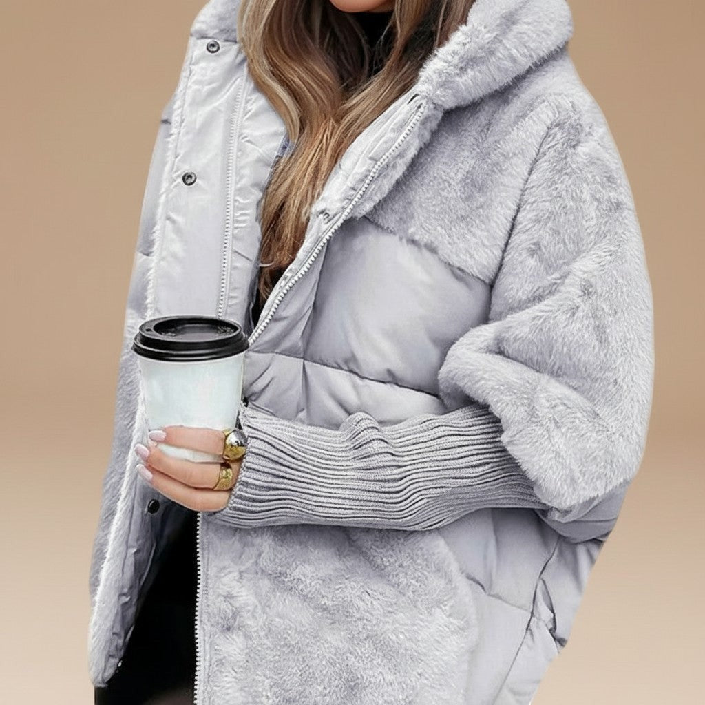 Oversized Hooded Puffer Jacket with Soft Texture | Azuelle