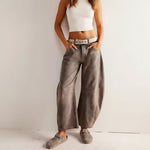Yemelia grey wide leg denim jeans with relaxed fit and mid-rise waist. Durable denim construction with five-pocket styling.