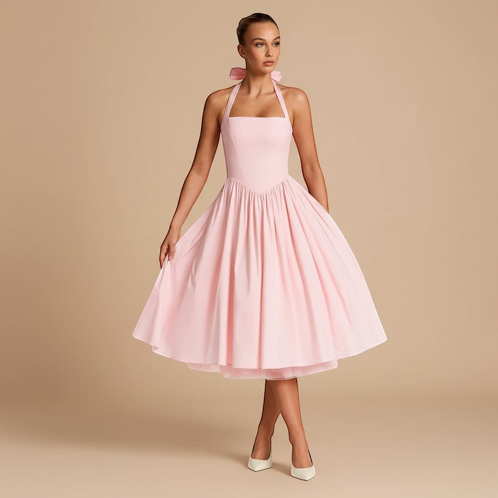 Halter Neck Fit and Flare Midi Dress | Azuelle Selara-studio Halter Neck Fit and Flare Midi Dress | Azuelle Selara-studio