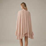 Ruffle Chiffon Mini Dress with High Neck and Layered Fit