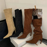 Pointed Toe High Heel Knee High Boots