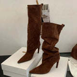 Pointed Toe High Heel Knee High Boots